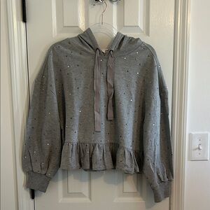 Pilcro Gray Ruffled Studded Hoodie Size Small NWT